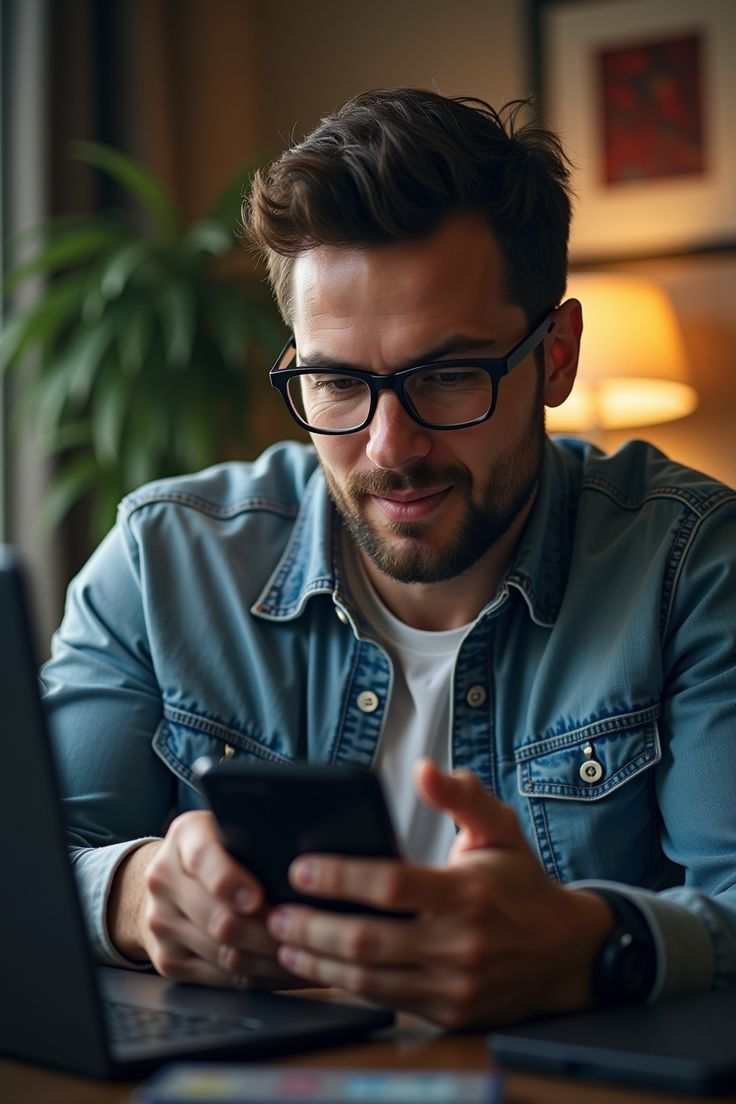 Person wearing blue light blocking glasses